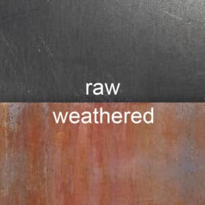 raw vs. weathered. Corten (a.k.a. COR-TEN® or weathering steel sheet metal